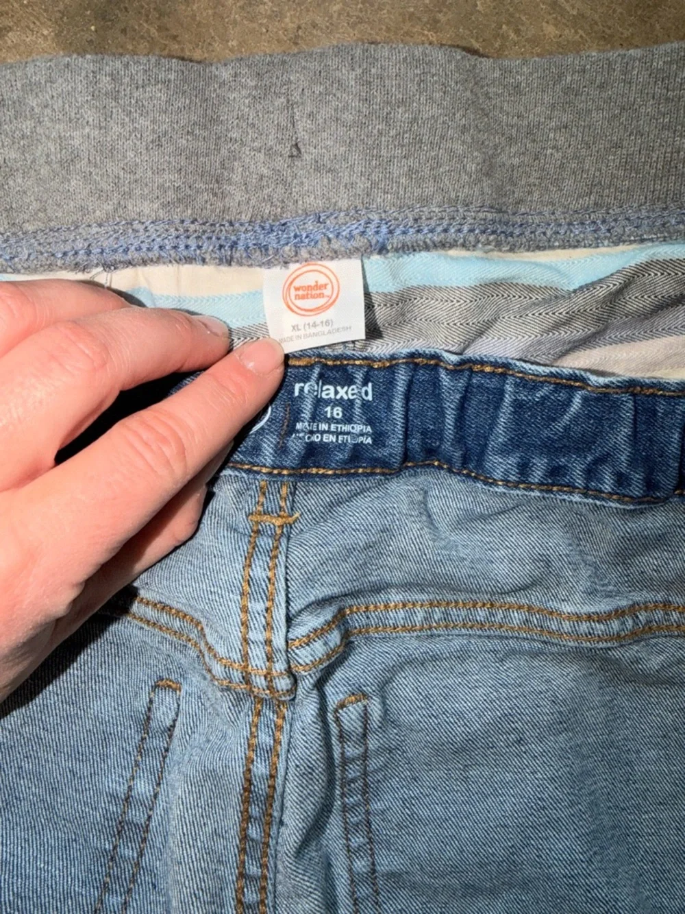Boys Bundle - Blue Striped Shorts and Adjustable Waist Denim Jeans - Size XL - Picture 11 of 13